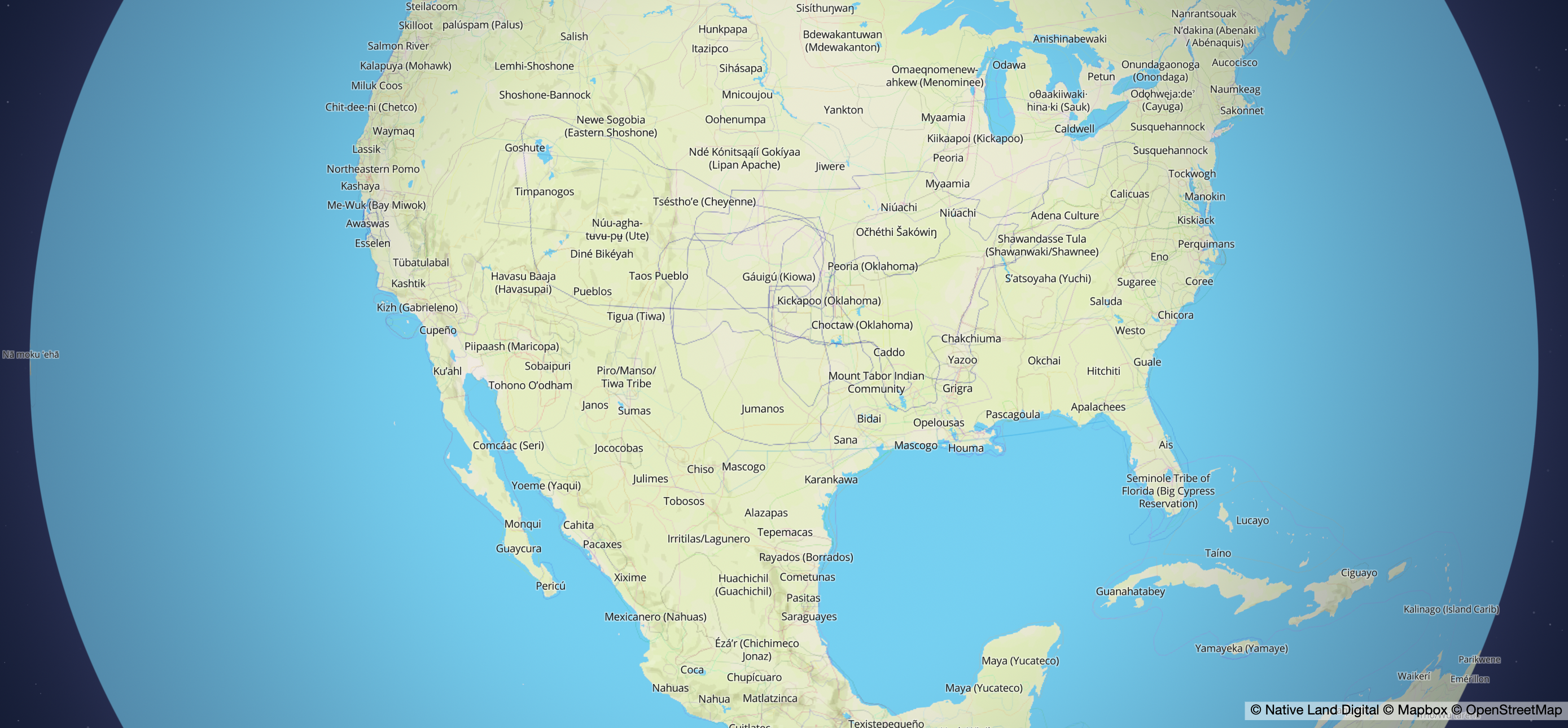 Map of North America organized by native lands